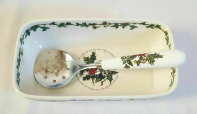 Portmeirion Acebo Y Hiedra Arándano Plato & Ranurado de Servir Cuchara Nuevo