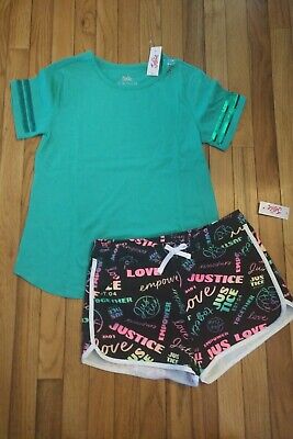 NWT Justice Girls Outfit Sequin Top /Dolphin Shorts Size 8 10