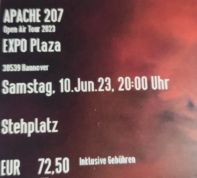 Apache 207 Hannover 10.06.2023 Stehplatz Ticket Karte Open Air Samstag