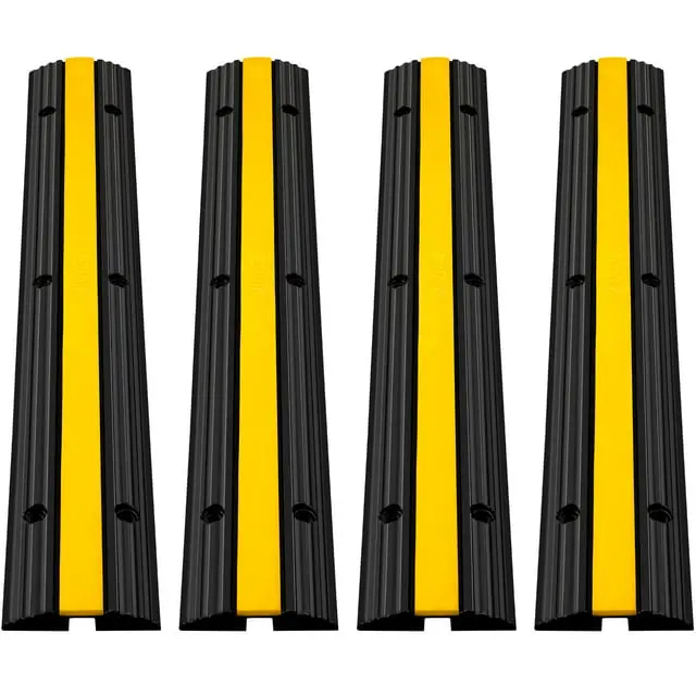 VEVOR 4 Pack of 1-Channel Driveway Rubber Speed Bumps Heavy Duty 22046 LBS Load