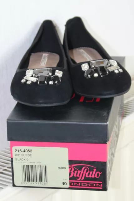 Ballerines fille ou femme BUFFALO cuir suédé noir  pointure 40 neuves 3