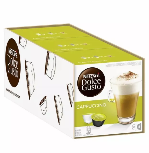 NESCAFE Dolce Gusto Cappuccino 24 Coffee and 24 Milk Pods Capsules Brand New