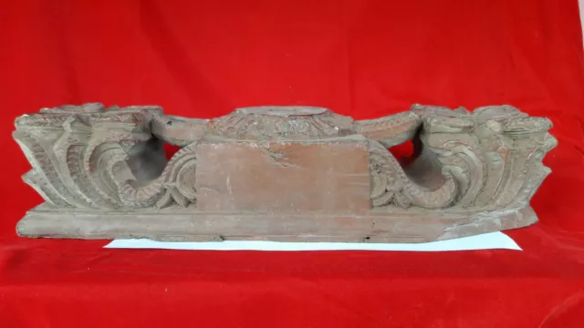 Antique Floral Panel Corbel Pillar Top Beam Wood Plaque Window Architectural w2