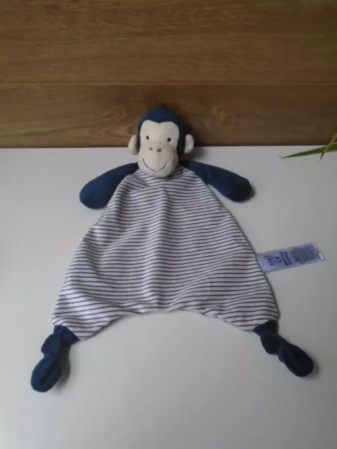 Marks Spencer Navy Striped Chimp Monkey Comforter Soother Baby Soft Toy 0947735