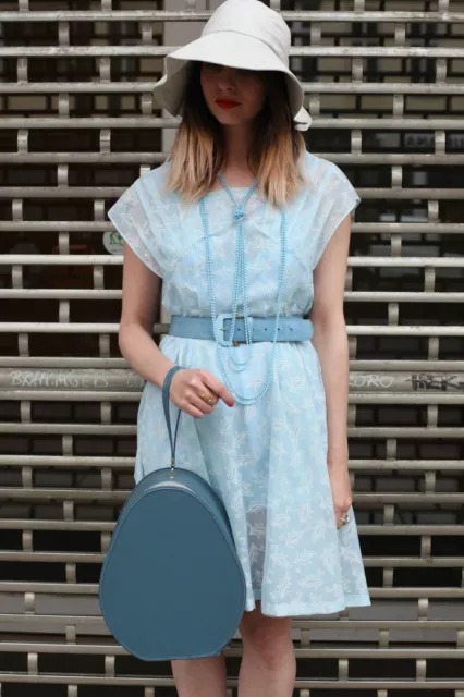 true vintage 50er Kleid 60er handgenäht hellblau Sommerkleid 50s handmade dress