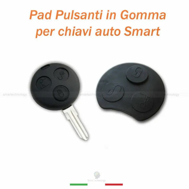 Tastiera Pad Pulsanti In Gomma Chiave Auto Telecomando 3 Tasti Smart Fortwo 450