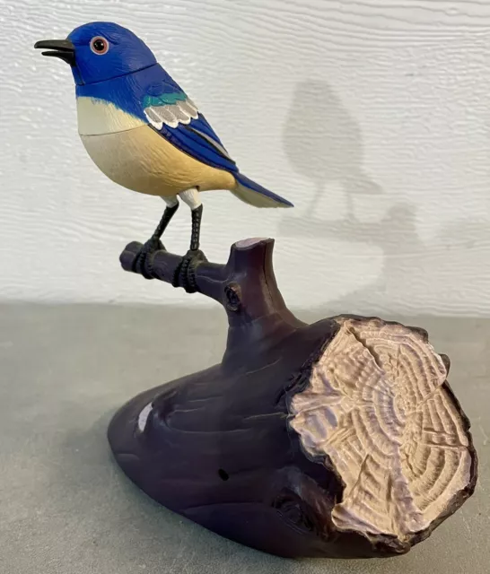 Vintage TAKARA Breezy Singers Motion Activated Singing Bluebird on Log - Cool!