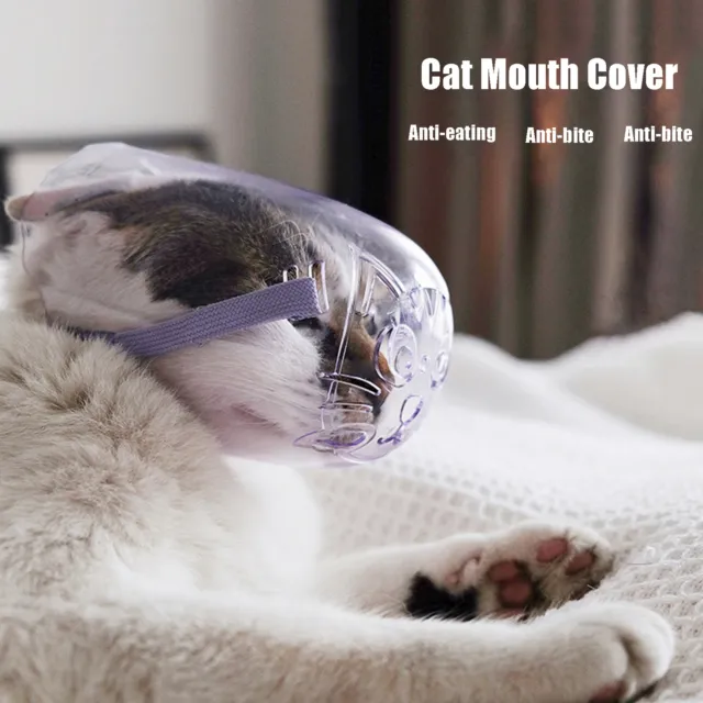 3pcs Cat Dog Muzzle AntiBite Cat Mouth Cover Breathable Transparent Cat Dog Eca