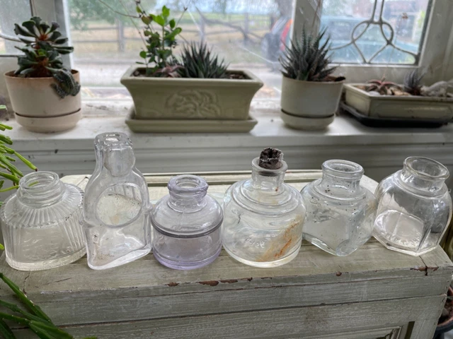 Antique Ink Bottles  (lot of 6)