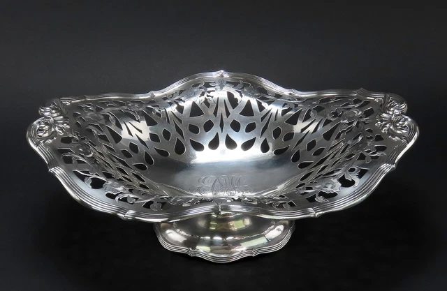 Impressive c1910 Frank Whiting Sterling Silver Art Nouveau Pierced Pedestal Bowl