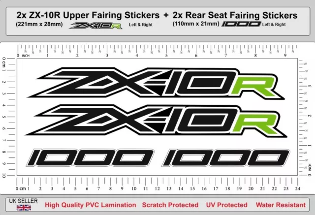 ZX-10R Upper Fairing Decals ZX10R Rear Seat Side Laminated Sticker Set B Green