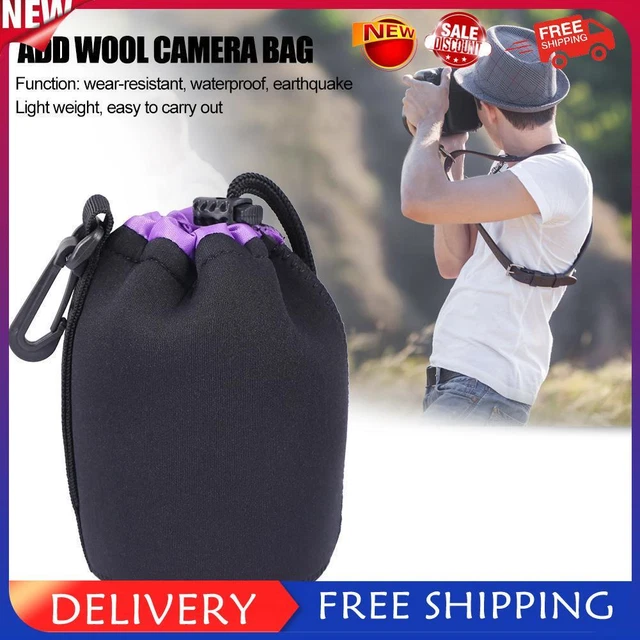 Neoprene Camera Lens Pouch Drawstring Waterproof Shockproof Soft Bag (M)
