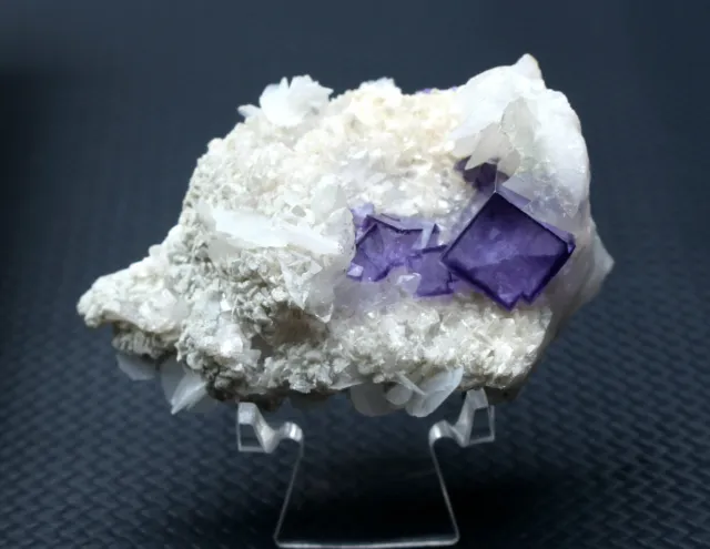 55g Rare Transparent Purple Cube Fluorite Calcite Crystal Mineral Specimen