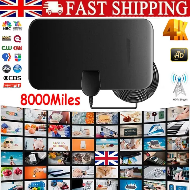 8000Miles Portable TV Antenna Indoor Outdoor Digital HD Freeview Aerial Ariel *