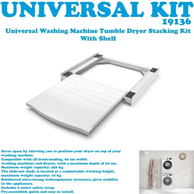Universal Washing Machine Tumble Dryer Stacking Kit With Slide out shelf