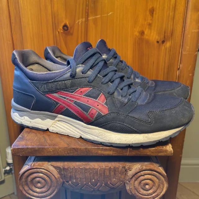 Mens ASICS Gel Lyte V Uk Size 10 Navy And Red Good Condition