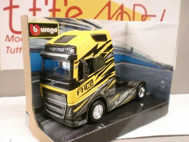 Modèle Réduit Camion Statique Bburago Volvo FH16 XL 750 - Échelle 1/43, Couleur Rouge/orange, Avec Pelle, Neuf