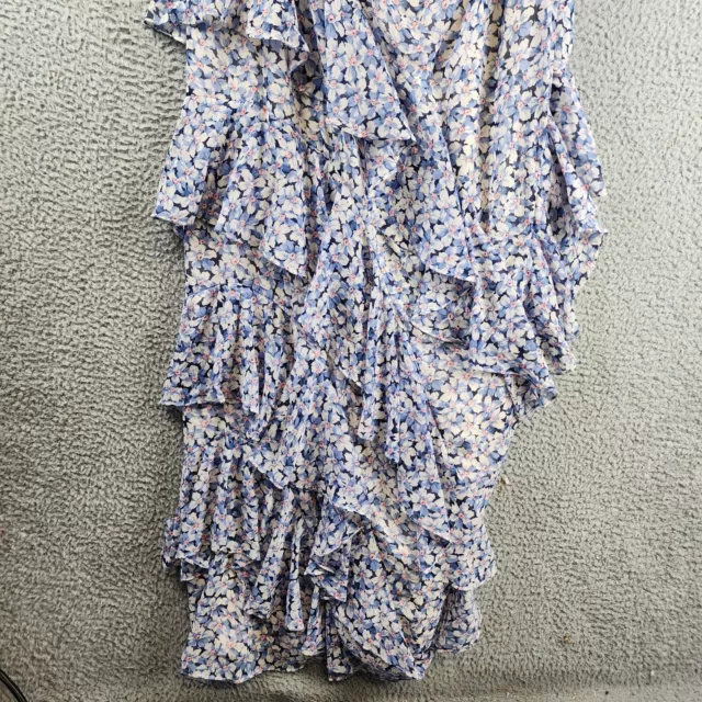 Lauren Ralph Lauren Tiered Dress Women's 14 Multi Floral Ruffled Short Sleeve 2