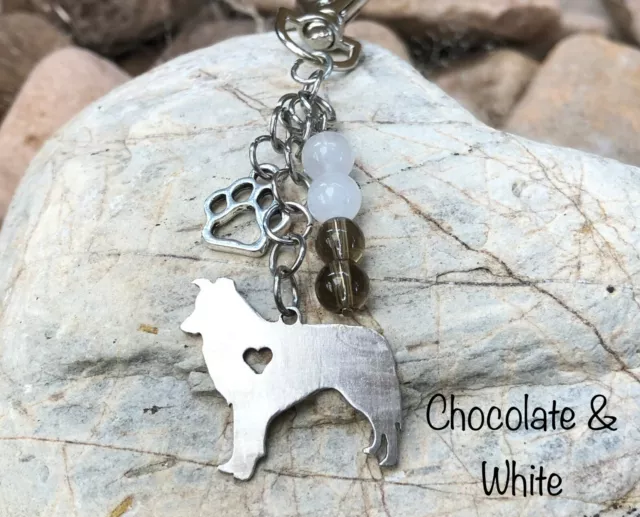 Border Collie key chain - dog keychain - bag charm - key ring - dog gift - pet