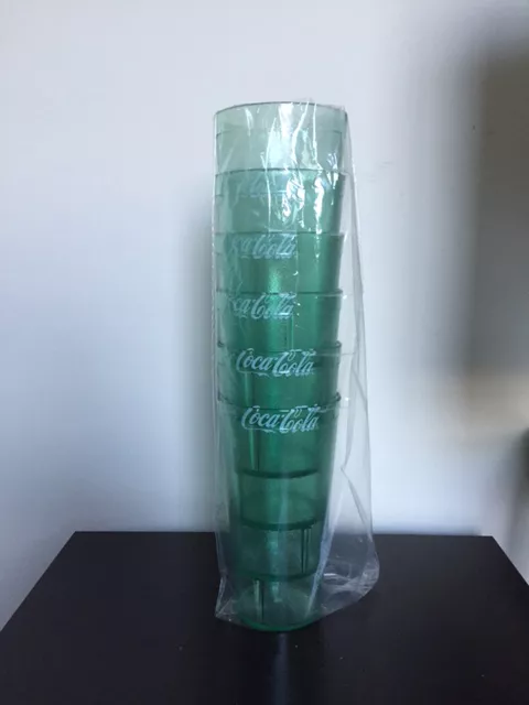 New (6) Coke Coca Cola Restaurant Green Plastic Tumblers Cups 20 oz Carlisle