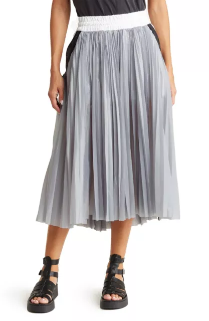 Nike x Sacai Women's Pleated A-Line Midi Skirt White Grey CV5713-100 Size M