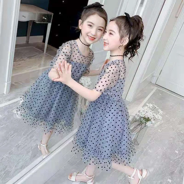 A Pois Abito Per Neonata Principessa Rete Abiti Estate Abbigliamento Compleanno