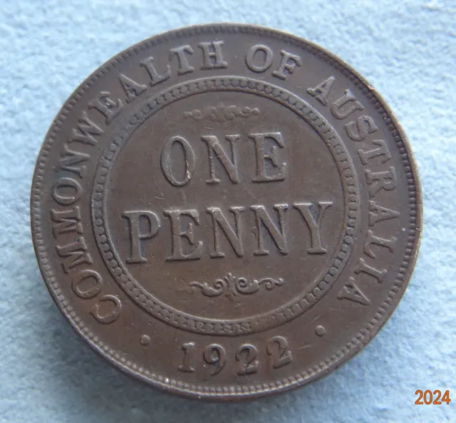 1922 Australia Coin One Penny 🟢 1 Cent