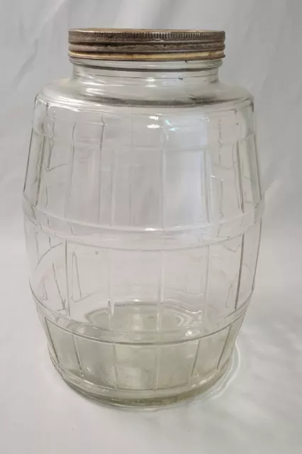Vintage Carnation Malted Milk Duraglass Large Glass Barrel Jug Illinois Glass