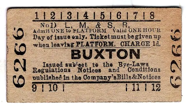 Railway platform ticket: LMS: BUXTON, 1959