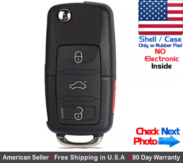 1x New Replacement Remote Key Fob Flip Case 3 Button For Volkswagen - Shell Only