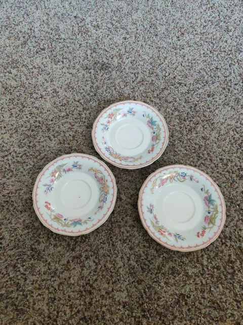 Vtg. (3) 6" Saucers Bombay Syracuse China Old Ivory OPCO Bird & Flowers