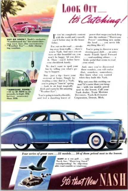 LAMINATED Nash Sedan Blue Car Ready For Framing Travel Vintage Print Ad -E9E-29