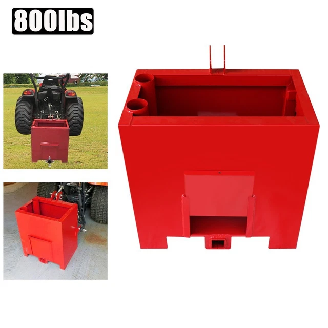 Ballast Box for 3 Point Category 1 Tractor Category 1 Heavy-Duty Lift 800lbs Red
