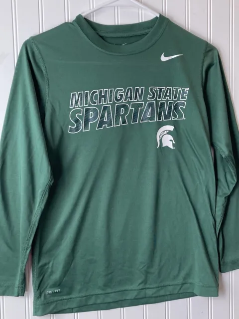 Michigan State Spartans Nike Dry Fit Shirt Youth Medium Boys Long Sleeve Top