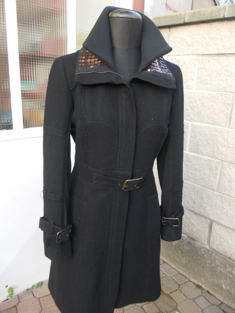 Manteau (cappotto) Asymétrique MALLONI En Laine - Noir - Taille 42 - Neuf Sans étiquette - Style Unique