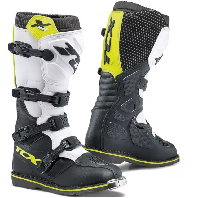 Stivali Boots Moto Mx Cross Enduro Tcx X-Blast Black White Yellow Fluo Tg 41
