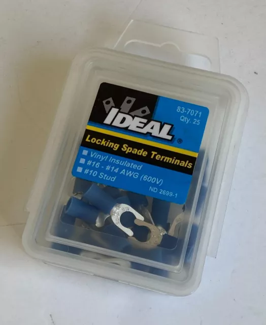 Ideal 83-7071 Vinyl Insultd Locking Spade Terminal 16-14 AWG, #10 Stud Box of 25