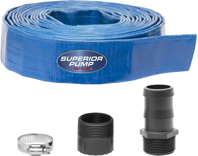 Superior Pump 2 in. x 25 ft. Lay-Flat Discharge Hose Kit 99622