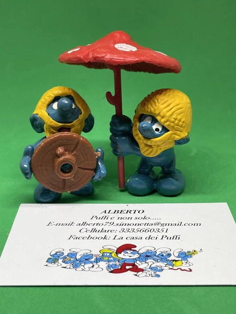 Puffi Smurfs Puffo Smurf Primitivi Custom Con Ruota E Ombrello A Fungo