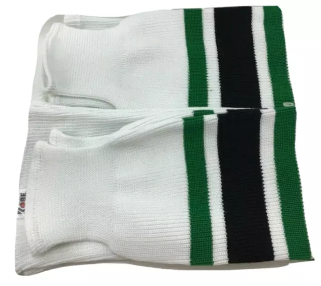 2 Pair Kobe Ice Hockey Socks Size XL White With Stripes 65% Polyester 35% Cotton