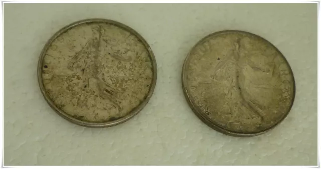 Lot de 2 pièces de 5 francs Semeuse Argent 1960 et 1962