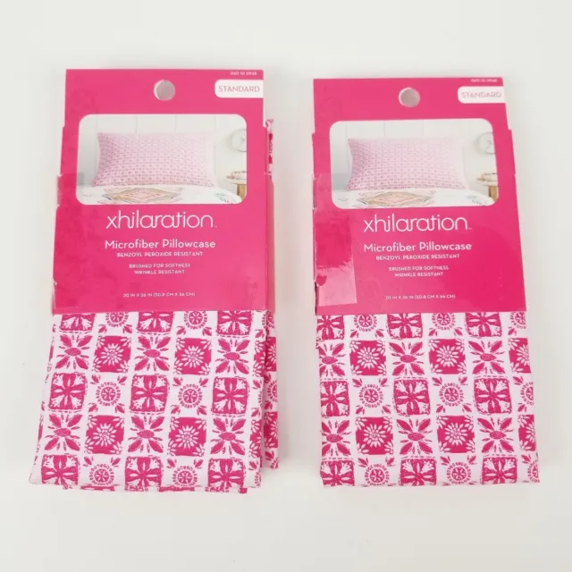 (Lot of 2) Xhilaration Pink/Red Microfiber Pillowcases Standard 20" x 26" Square