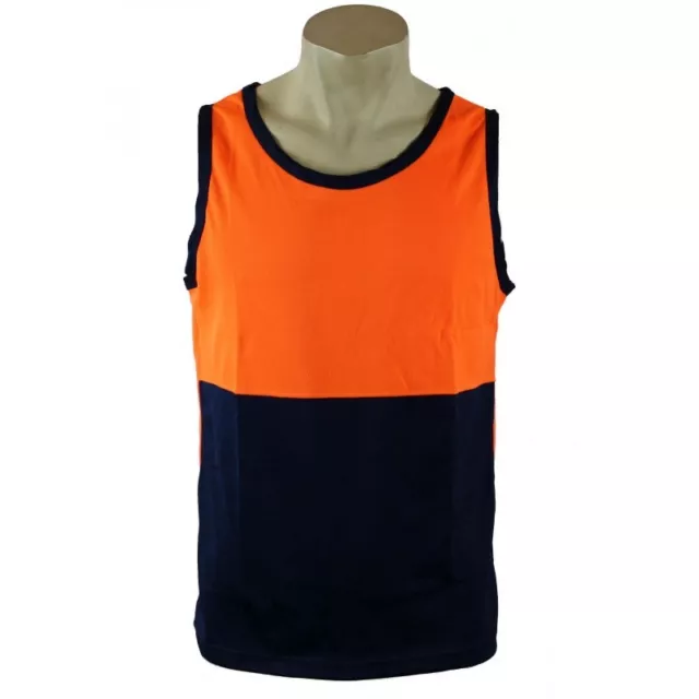 6x Hi Vis Orange/navy SINGLET Work Wear SAFETY MicroMesh Plus 2 pair sunniesFREE 2