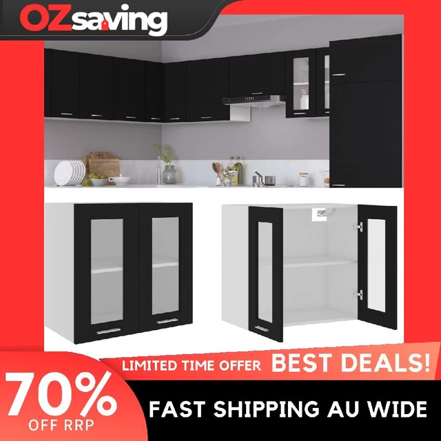 Hanging Glass Cabinet Black  60x31x60 cm Engineered Wood