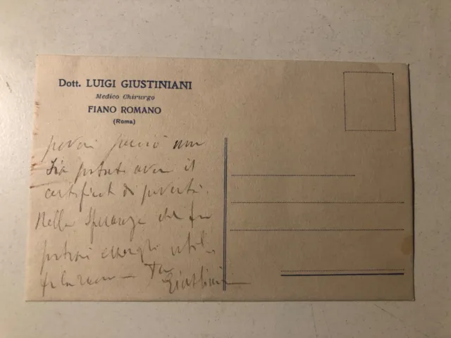 Luigi Giustiniani | Fiano Romano | Cartolina con Autografo, Busta e Allegati