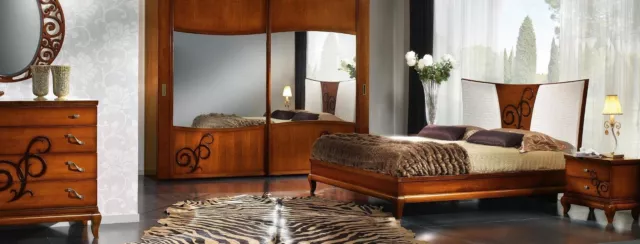 Luxe Set 3tlg. Chambre à Coucher Lit Table de Chevet Lits Double Bois Châlit Neu