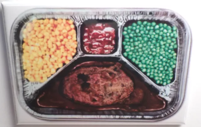 Salisbury Steak TV Dinner 2" x 3" Refrigerator Locker MAGNET Retro Swanson Food