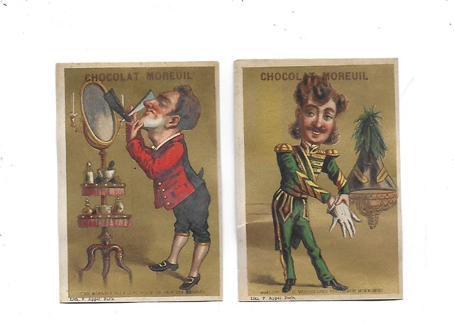 2 Grands Chromos Anciens 16 Cm – Enfants XIXè – Découpis Gaufré – Chocolat Besnier