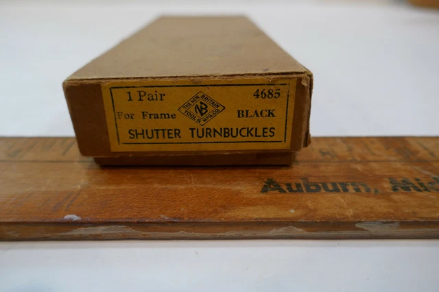 Vintage Pair of New Britan Tool  Shutter Turnbuckles Black For Frame Scroll NIB