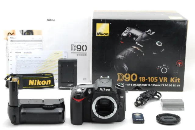 [NEAR MINT w/Box] Nikon D90 12.3MP Digital SLR Camera Body  MB-D80 From JAPAN